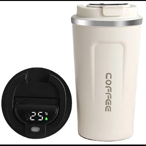 Slimtron Thermo Koffiebeker – 500ml – Digitale Temperatuurweergave - thermometer koffiebeker - wit