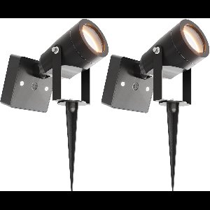 Ledvion - 2X LED Solar Prikspots, Zwart, IP44, 3000K
