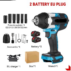 Slagmoersleutel - Slagschroevendraaier - Slagmoermachine - Slagmoersleutel met Accu - Slagmoersleutel Elektrisch - 1800NM - 1/2" - Draadloze Impact Schroevendraaier met 2 Batterijen en EU-Stroomadapter (Zonder Accessoires)