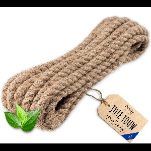 Creatief Deco Jute Touw | 45m Lengte | 14mm Dikte | Sterk en Duurzaam Jute Touw | Gedraaid Natuurvezeltouw | Bruin Decoratief Touw | Voor Toepassingen: Balustrades, tuin- en thuisprojecten