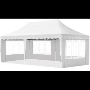Luxe partytent - Opvouwbaar - Met zijwanden - wit - 300x600cm - Easy up - Paviljoen - Waterdicht weerbestendig - In hoogte verstelbaar