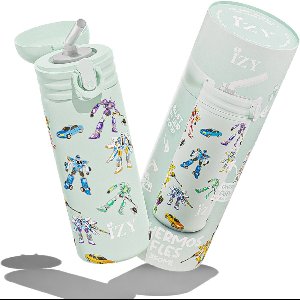 IZY Drinkfles - Kinderbeker - Groen - Inclusief donatie - Waterfles met Rietje - Thermosbeker - RVS - 6 uur lang warm - 350 ml