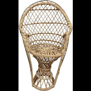 Rieten Pauwenstoel stoel groot rotan retro poppenstoel