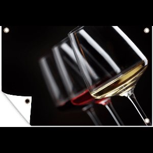 Tuinposter - Tuindoek - Tuinposters buiten - Wijnglas - Wijn - Alcohol - 120x80 cm - Tuin