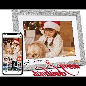 Mrs. Jones Digitale fotolijst met wifi 101 inch TFT-scherm Touch Control 16 GB geheugen - automatische rotatie - foto's delen via app - met standaard aan de achterkant Digitale fotolijst