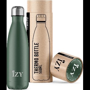 IZY Drinkfles - Groen - Inclusief donatie - Waterfles - Thermosbeker - RVS - 12 uur lang warm - 500 ml