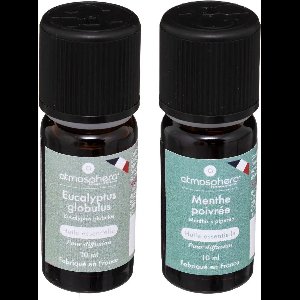 Aromatische Etherische olie - set van 2 geuren - Eucalyptus en pepermunt/mint - huisparfum navulling