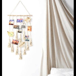 JeiibrZui Macramé Wandhanger - Hangende Fotodisplay - Met Boho Stijl - 1 Stuk - Voor Slaapkamer En Woonkamer - Wit