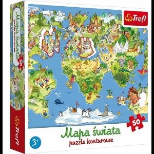 Trefl Puzzel Wereldkaart 50 Stukjes - Educatief en Leuk