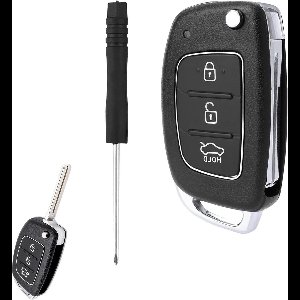 Thelau - Sleutelbehuizing 3-knops autosleutel met ongesneden lemmet en kruiskopschroevendraaier - Compatibel met diverse Hyundai modellen