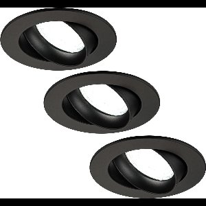Ledvion - 3X LED Inbouwspot Rio - Zwart - Dimbaar - 3W - 6500K - Ø85 mm