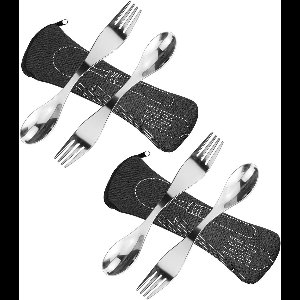 Allecto Plus - RVS 4-Delige Bestekset met Tasje voor Camping en Picknick