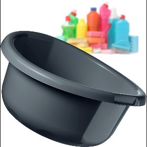 KADAX Kunststof kom, spoelbak in verschillende maten en kleuren, robuuste wasbak, universele kom, spoelbak voor badkamer, wasruimte (2,5 l, antraciet)