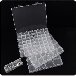 Opbergdoos met 112 vakken - set van 2 stuks transparant met 288 etikettenstickers - sieradenopbergdoos en kralenhouder - geschikt voor kleine plastic opbergdozen (3 stuks - 102 vakken)