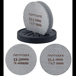 Puckscherm set van 2 - 53,3 mm met standaard, herbruikbare contactdouche, 150 µm gaas, compatibel met espressomachine