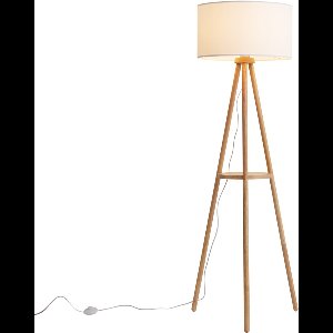 QAZQA lou - Scandinavisch Vloerlamp | Staande Lamp - 1 lichts - H 147 cm - Bruin - Woonkamer