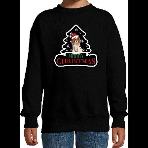 Dieren kersttrui spaniel zwart kinderen - Foute honden kerstsweater jongen/ meisjes - Kerst outfit dieren liefhebber 134/146