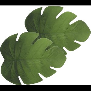 Secret de Gourmet Tafel Placemats blad groen - 8x - vinyl - 47 x 38 cm - Onderleggers - Monstera bladeren