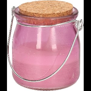 Set van 6x stuks anti muggen Citronella kaars in paars glazen potje - Geurkaarsen citrus geur - Anti-muggen kaarsen