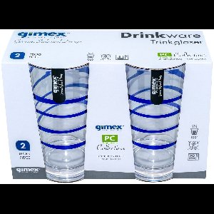 Gimex Classic Line Twist blauw drinkglas set van 2