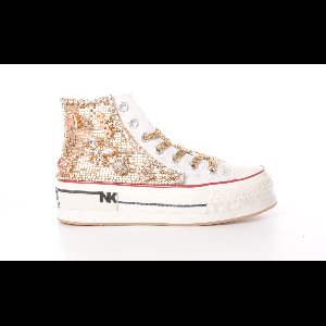 Nan-Ku dames hoge sneaker Starlink canvas wit