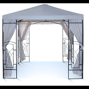 Luxe Partytent / Tuinpaviljoen 2,5x2,5m | Weerbestendig & Waterdicht | Met Zijpanelen | Stevig polyester PVC gecoat Doek 270g/m² | Kleur Grey Dawn | Overkapping voor Tuin of Terras