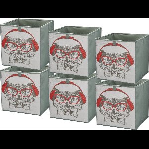 LAVITA® Opbergmand Textiel - 31x31x31 Uil 6 Stuks - Opbergbox Kast Organizer Opbergdoos - Kastlade Verdeler Voor Kleding Ondergoed Badkamer Kledingkast - Vouwdoos Stoffen Doos Opbergdozen