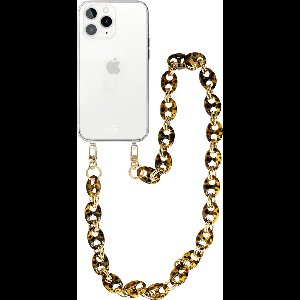 xoxo Wildhearts silicone case met koord - Transparant telefoonhoesje met koord - telefoonketting - Marble Brown - Lang koord - Cord Case - geschikt voor Apple iPhone 12 Pro Max hoesje - Ketting met marmere look - marmer - bruin