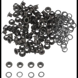 Allecto plus - Doorvoertules Kit 100 set voor Schoenen en Kleding DIY Projecten - Metaal - Donkergrijs - 3 mm Diameter - Grommet Tool