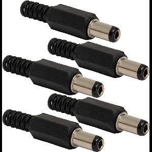 Allecto plus - Set met 5 connectoren en adapters voor stroomkabels - DC-stekker - recht - met huls - solderen - zwart - vrouwelijk DC 2,5/5,5/9,5 mm