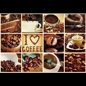 Fotobehang - Vlies Behang - I Love Coffee Collage - Koffie - 416 x 290 cm