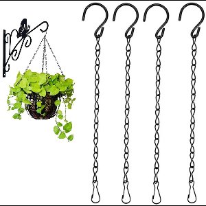 Unyqoos® Set van vier metalen plantenhangers met kettingen voor binnen en buitengebruik