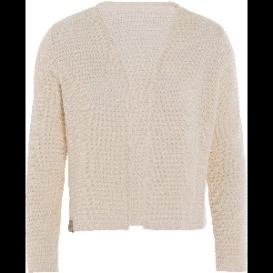 Knit Factory Isa Gebreid Vest - Gebreide dames cardigan - Dames zomervest - Kort vest op heuphoogte - Damesvest gemaakt uit 50% katoen en 50% acryl - Beige - 40/42