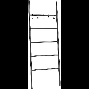 JGS ® Handdoekenrek, met 5 afneembare haken, stabiel, ruimtebesparend, voor ingang, werkkamer, slaapkamer, eenvoudige montage, zwart