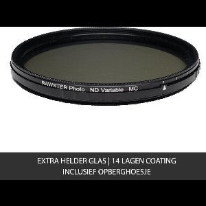 RAWSTER Photo • Variabel ND / Grijsfilter ND2-ND400 (2-8 stops) • 72mm • Slim frame • Multi-coated