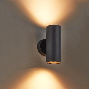 DMQ Wandlamp Zwart Elmont 2 - Up en Down Light - GU10 Rond