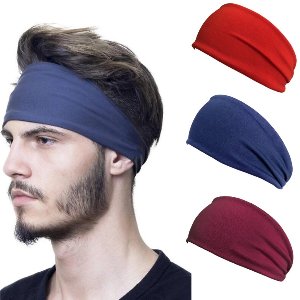 OIMG Haarband - 3 Stuks - Heren Haarbanden Set - elastische hoofdband voor Heren - Unisex - Heren haarbanden - dunne antislip haarbanden - Sporthaarband - Sport Yoga Haarbanden - 3Kleuren - voor yoga, oefeningen, workout, hardlopen, gym
