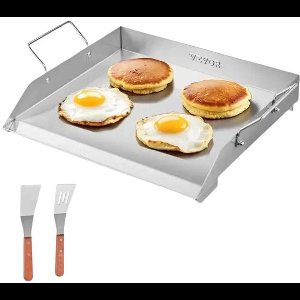 DoneMore® - grillplaat bakplaat - roestvrij staal - antiaanbak - gelijkmatige warmteverdeling - zilverkleurig - 45,5 x 40,8 x 9,5 cm - 4,3 kg