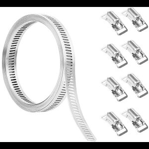 YOZHIQU Slangklemmen - RVS - 3 meter metalen band + 8 bevestigingsmiddelen - DIY slangklemmenset - Verstelbare slangklemmen - Geschikt voor waterleidingen, watertanks, gasleidingen, radiatoren