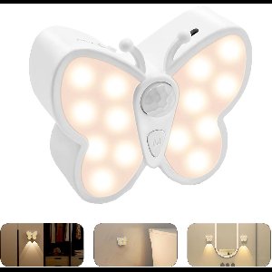 Ynkkvre - Nachtlampje met bewegingssensor - Oplaadbaar lampje - Vlinder LED-nachtlampje met spotje - Traploos dimbaar kastverlichting en trapverlichting - USB oplaadbaar - Voor trap-Gang-Badkamer-Kinderkamer-1pcs