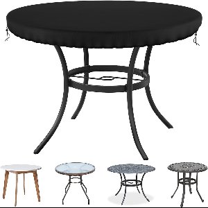 OIMG Ronde tafelafdekking - Ronde tuintafelhoes - Ø 110 cm x 10 cm - Tafelbladhoes - buitentafelhoes - tuinmeubelen - waterdicht en winddicht - grillplaathoes - veeg schoon tafelkleed - voor buiten/binnen gebruik