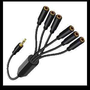 VIKEFON 3,5 mm stereo audio splitter – 1 naar 6 – 50 cm – vergulde connector – zwart