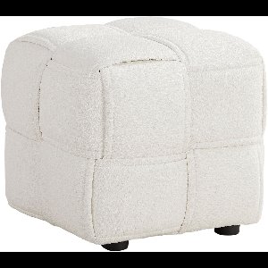 Homestyle4u Krukjes - Hocker - Zitbank - 49x49x41 cm - Beige Bouclé - Gestoffeerd