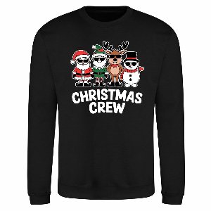 Zwarte trui / sweater met "Christmas crew" - maat 3XL - kersttrui, kerst, kerstmis, fout, kerstfeest, kerstmis, kerstdiner, aankleding, XXXL