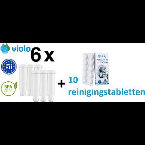 VIOLO waterfilter voor NIVONA MELITTA koffiemachines - vervanging 6 stuks + VIOLO Reinigingstabletten voor koffiemachines 10 tabletten