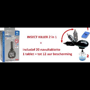 Muggen electrofumigator 12/24V - INSECT KILLER- Sigarettenaansteker met geïntegreerde elektrische verstuiver voor insectenafweermiddel + extra Inclusief 20 navultabletten - 1 tablet = tot 12 uur bescherming - Diffuser voor anti-muggenmiddel, 12/24V