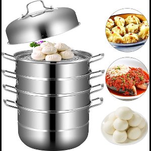 VEVOR - Stoompannen - Voorraad pot - Multifunctioneel Koken - Gestoomde gerechten - Steamer - 5 lagen - 28 cm