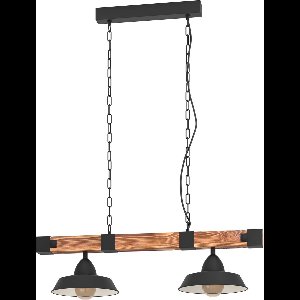 EGLO Oldbury Hanglamp - E27 - 86 cm - Zwart/Bruin/Landelijk - FSC Hout