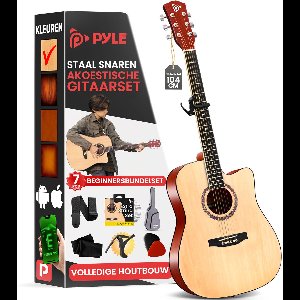 Pyle Akoestische Gitaar - Volledige Maat Gitaar met Natuurlijke Matte Afwerking - Voor Beginners, Volwassenen, Kinderen - Rechtshandig
