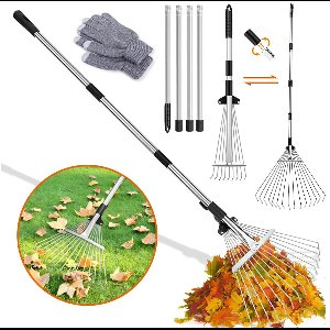 Ibenzoa® Multifunctionele Tuinhark met Verstelbare Stang en Comfortabele Handschoenen voor Efficiënt Tuinonderhoud